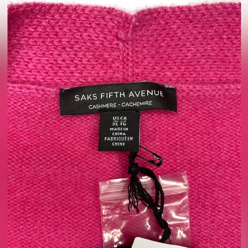 Saks Fifth Avenue Cashmere Azalea Pink Cardigan Sz XL New With Tags